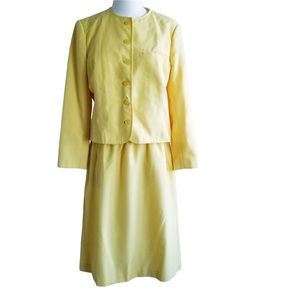 1980s Haberdashery Collection Yellow‎ Skirt Suit
